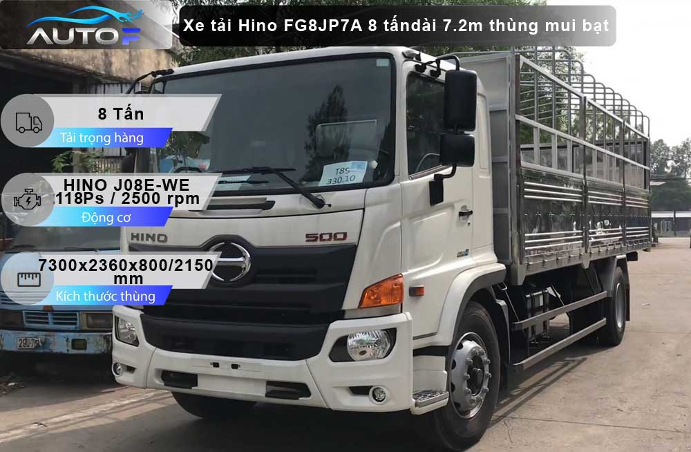Xe tải Hino FG8JP7A (8 tấn - dài 7.2m) thùng mui bạt 